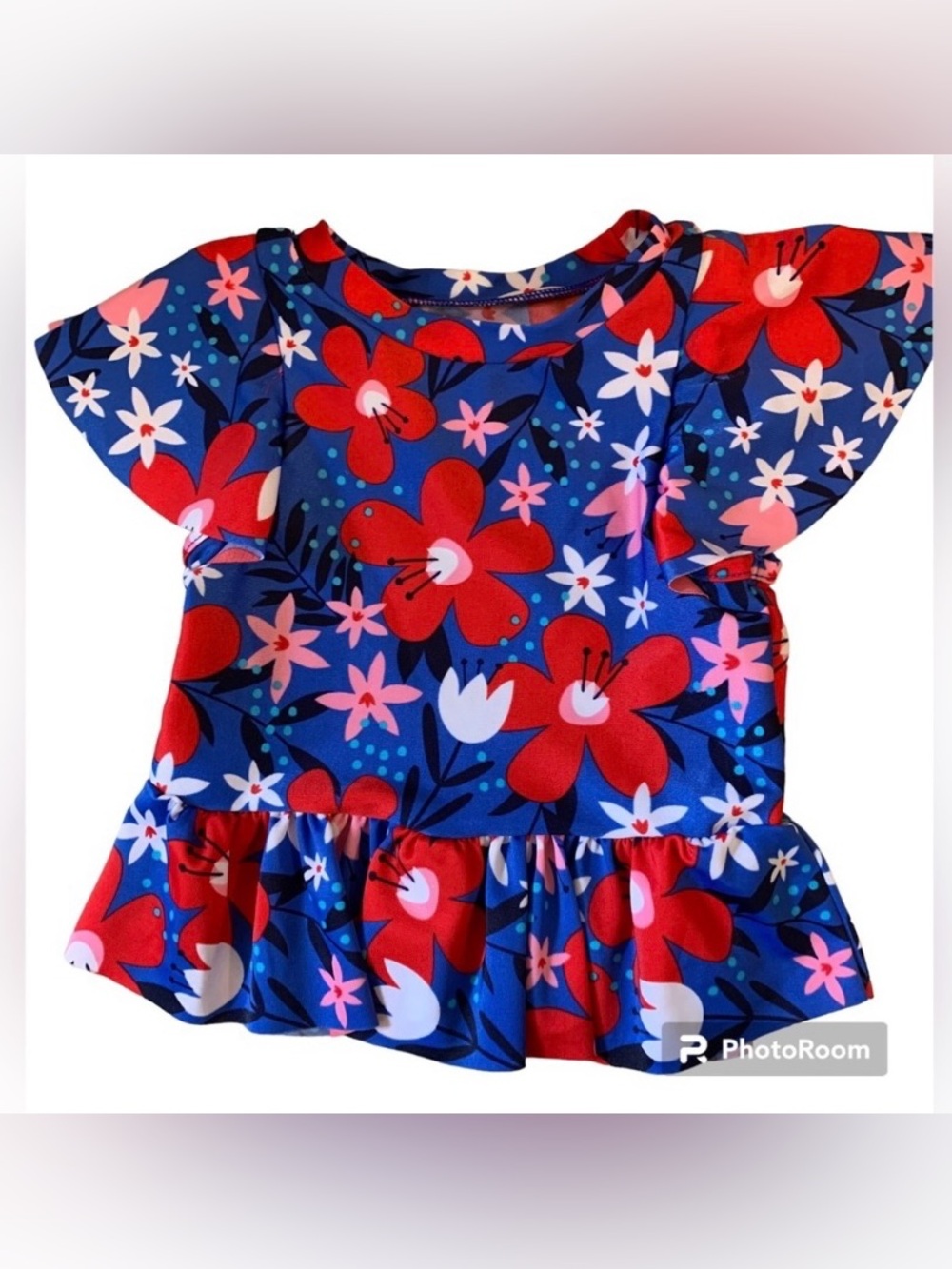 Cat & Jack Swim Shirt Floral-12 Months-Red White Blue Patriotic Rash Guard